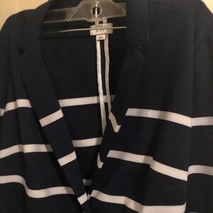 Crown & Ivy Navy and White Striped Blazer